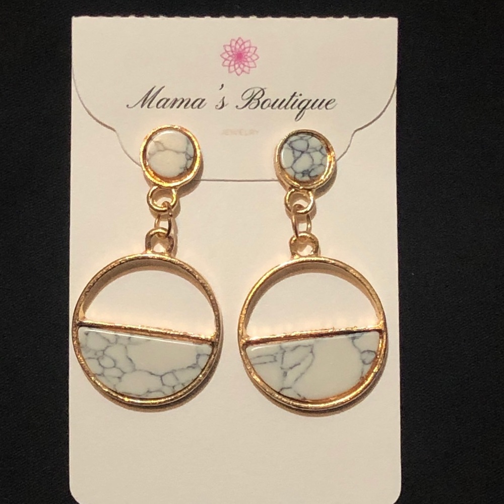 Sale! Faux marble dangle earrings,